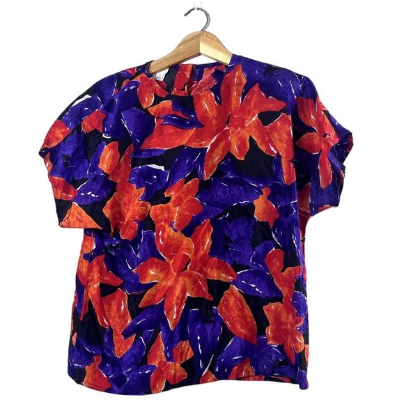Vintage Women's Shrader Silk Blouse 14 - Picture 1 of 5